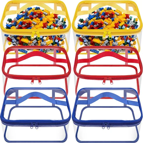 Miniatura 9 de Paquete de 3 bolsas transparentes de almacenamiento de juguetes, 9.4 x 6.7 x 4.3 pulgadas, bolsas organizadoras de juguetes de PVC transparente