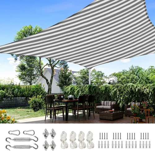Miniatura 33 de Toldo Quictent de polietileno de alta densidad, 6.53 oz/m², rectangular, para exteriores, 98 % protección UV, kit de herramientas, sombra para patio