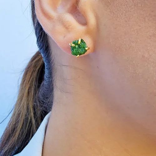 Miniatura 47 de Aretes de piedra preciosa natural en bruto con oro amarillo sobre plata de ley 925, 6 a 0.276 in, regalo de piedra de nacimiento de calidad genuina