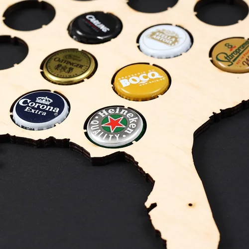 Miniatura 4 de Mapa con tapas de cerveza, 50 estados, Madera