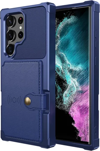 Miniatura 6 de Wefor Funda para Samsung Galaxy S23 Ultra - Funda tipo cartera con bolsillos para tarjetas de piel sintética para Samsung Galaxy S23 Ultra 2023 Azul