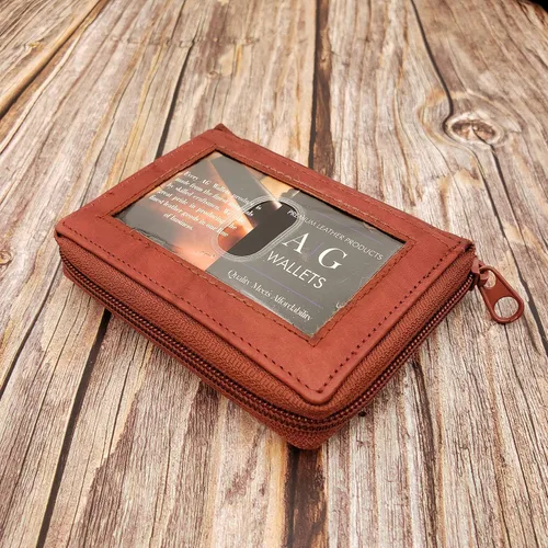 Miniatura 3 de Cartera de cuero con cremallera alrededor de los hombres con inserciones, Borgoña, Cartera con cremallera