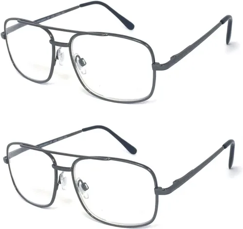 Miniatura 4 de 2 pares de gafas de lectura con bisagra de resorte, marco de metal, sin línea, progresivas
