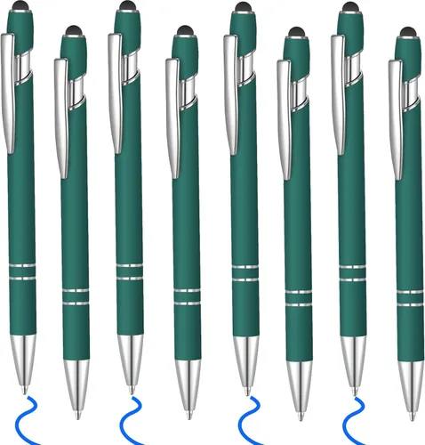 Miniatura 11 de 8 piezas de bolígrafo de tinta azul con punta de lápiz capacitivo 2 en 1 bolígrafo de metal con lápiz capacitivo para pantallas táctiles