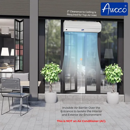 Miniatura 7 de Cortina de aire Awoco; 900 CFM; para uso comercial en interiores sobre puertas; con interruptor; resistente; 36 pulgadas, Blanco, 36