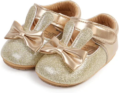 Miniatura 6 de myppgg Zapatos planos Mary Jane para bebé niña, con lazo brillante, vestido de princesa, zapatos de cuna antideslizantes para niños pequeños que