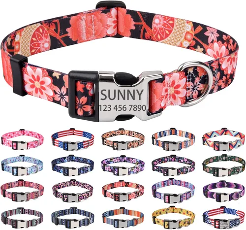 Miniatura 23 de Collares de perro personalizados Mihqy, collar de perro personalizado con nombre y número de teléfono, múltiples patrones y 4 tamaños, collar