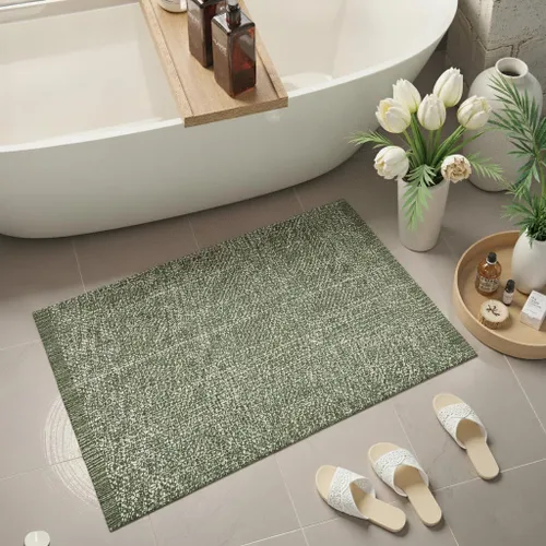 Miniatura 65 de LEEVAN Alfombras lavables para cocina de 2 x 4.3 pies, alfombras de baño negras estilo bohemio de algodón reversibles, alfombra reversible