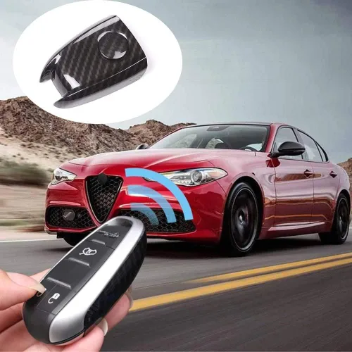 Miniatura 9 de ABS Car Key Shell Key Case Cover Trim para Alfa Romeo Giulia Stelvio 2017-2019 (negro)