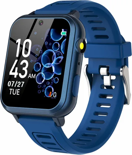 Miniatura 14 de Phyulls Reloj inteligente para niños, reloj inteligente con 39 juegos, cámara, grabadora de video, calculadora de alarma musical, calendario, Negro