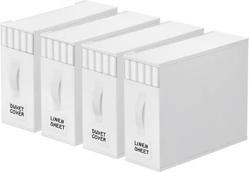 Miniatura 26 de StorageTastic Paquete de 4 Organizadores de Armario para Sábanas y Almacenamiento, Contenedores de Almacenamiento Plegables Resistentes con Ventana
