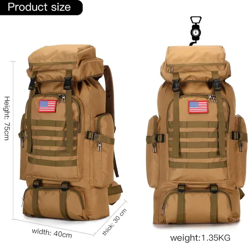 Miniatura 2 de King'sGuard 70L Camping Hiking Backpack for Men Women Large Military Tactical Backpack Molle Rucksack Backpack for Outdoor Caqui