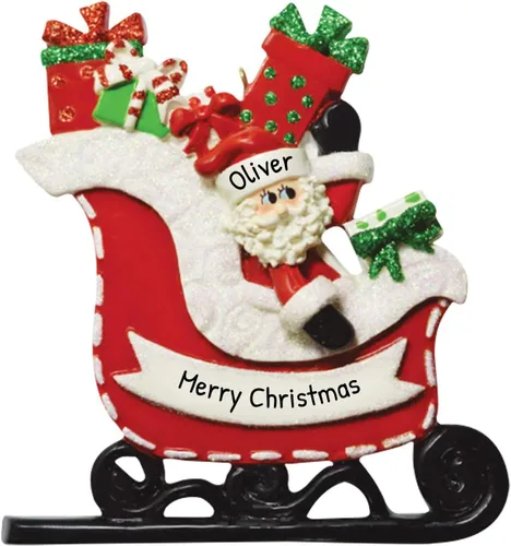 Miniatura 10 de Adorno personalizado para árbol de Navidad 2024 – Adorno de Navidad de la segunda Navidad de Papá Noel 2024 esperando para árbol de Navidad, adorno