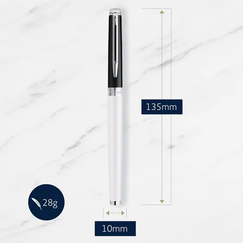 Miniatura 3 de Waterman Hémisphère - Bolígrafo, laca negra y blanca con borde recubierto de paladio, punta fina, tinta negra, caja de regalo - Elegantes elementos