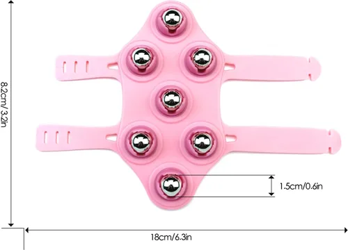 Miniatura 3 de Masajeador de guantes en forma de palma Manual de masaje de mano 7 Rodillo de 360 grados Bola de rodillo mental Rosa