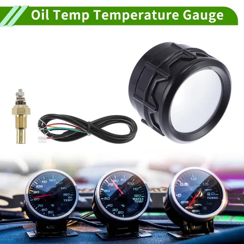 Miniatura 2 de Medidor de temperatura de aceite Kit medidor de temperatura negro medidor de temperatura del motor 2 "2.047 in universal azul 122.0 °F-302.0 °F