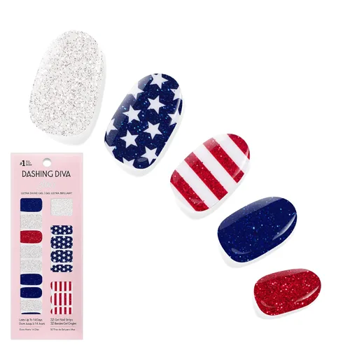 Miniatura 10 de Dashing Diva Flor Azul - Tiras de uñas de gel brillantes, sin rayos UV, resistentes al astillado, de larga duración, juego de manicura de 3 piezas