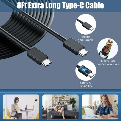 Miniatura 4 de Cargador súper rápido tipo C, bloque de cargador de pared rápido USB C de 25 W y cable de carga rápida súper largo de 8 pies para Samsung Galaxy