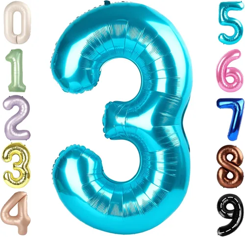 Miniatura 216 de Globos de números de 5 globos de 40 pulgadas, decoraciones de cumpleaños azules para niños y niñas, globos de números azul marino grandes