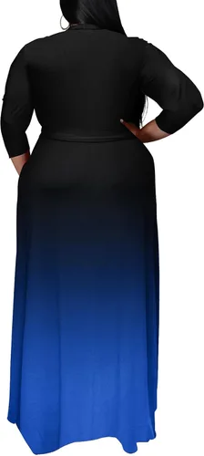 Miniatura 3 de Runwind Plus Size Dresses for Women Floral Maxi Dress Flowy 34 Sleeve with Belt