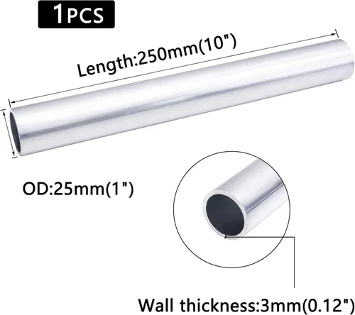 Miniatura 2 de 6061 Tubo de Aluminio, Tubo Redondo de Aluminio Sin Costuras de 1 Pulgada de Diámetro Exterior, Pared de 0.12 Pulgadas x 10 Pulgadas de Longitud