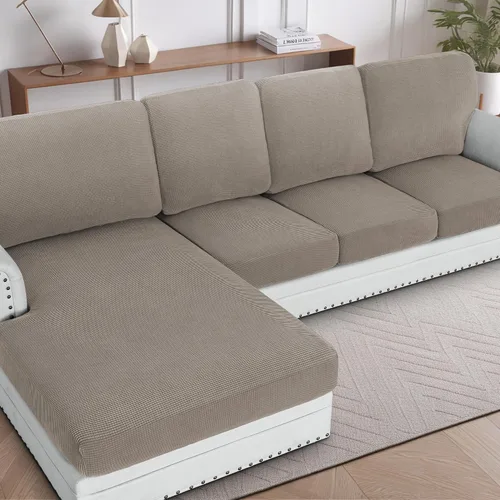 Miniatura 25 de H.VERSAILTEX Fundas para sofá seccional, 4 piezas, fundas de cojín de asiento de sofá en forma de L, fundas de cojín separadas para chaise longue