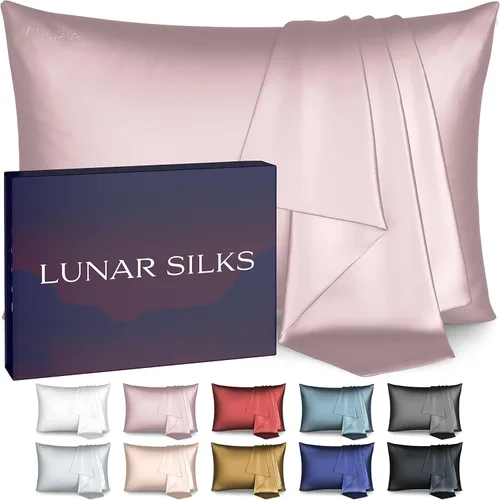 Miniatura 12 de Funda de almohada de seda real de morera 100% pura de grado 6A, 22 momme (ambos lados), para cabello y piel, sin acné, 1 unidad en caja de regalo