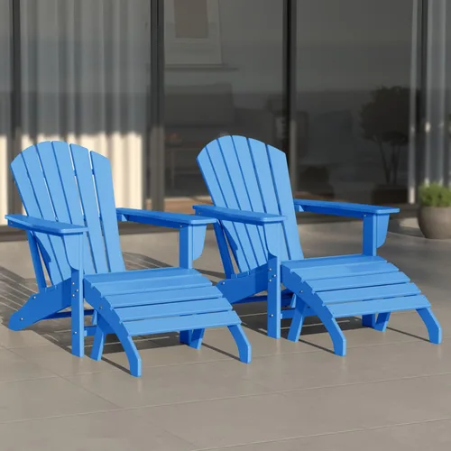 Miniatura 22 de WestinTrends Dylan - Silla Adirondack para exteriores con otomana, juego de 2 piezas, color negro