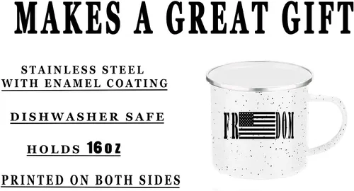Miniatura 4 de Rogue River Tactical Taza de café esmaltada con bandera de la libertad de los Estados Unidos, regalo para veterano militar o patriótico americano