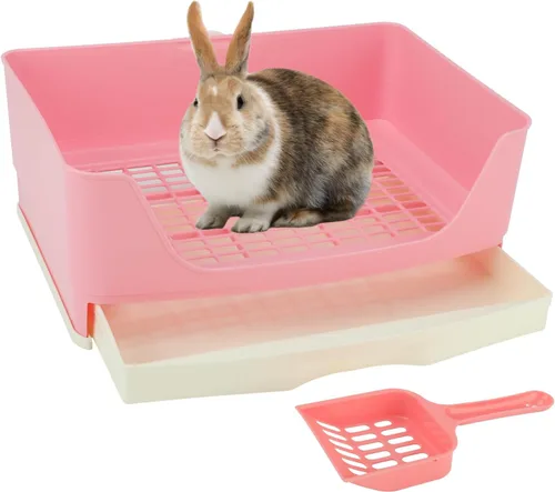 Miniatura 8 de BWOGUE - Caja de arena grande para conejos, orinal de entrenamiento con esquina y cajón, bandeja para mascotas más grande para cobayas adultas