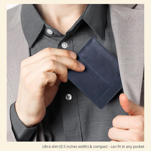 Miniatura 88 de Carteras RFID delgadas para hombres - Cartera de bolsillo frontal de piel genuina