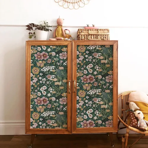 Miniatura 4 de Orainege Papel tapiz autoadhesivo para despegar y pegar, diseño floral, estilo bohemio, vintage, de 16.9 x 118.1 pulgadas, diseño de margaritas