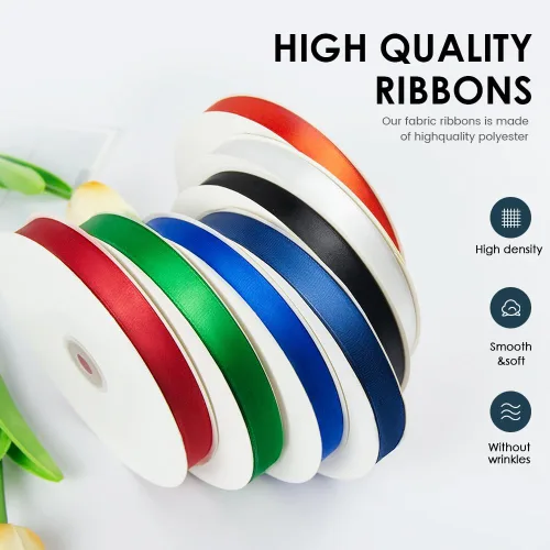 Miniatura 3 de Cinta de satén de poliéster de 4 pulgadas x 25 yardas, cinta de satén de color sólido blanco para manualidades, envoltura de regalos, lazos
