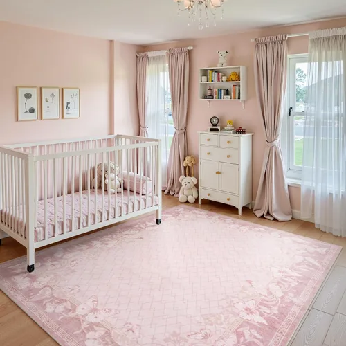 Miniatura 10 de STARUIA Alfombra de pasillo antideslizante de 2 x 6 pies, lavable color rosa mariposa, para pasillos, pelo bajo y suave, alfombra decorada