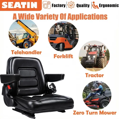 Miniatura 6 de SEATIN Asiento Universal para Montacargas, Asiento de Tractor, con Micro Interruptor, Reposabrazos y Cinturón de Seguridad, para Tractor, Cortadora