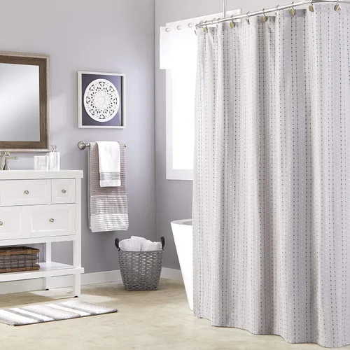 Miniatura 2 de SKL Home by Saturday Knight Ltd. Cortina de ducha de tela Hopscotch, color gris, 72x72 pulgadas Hopscotch (gris)