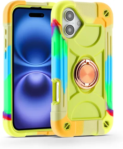 Miniatura 90 de MARKILL Funda compatible con iPhone 15 de 6.1 pulgadas con soporte integrado, [grado militar resistente de cuerpo completo] protección contra Rosa