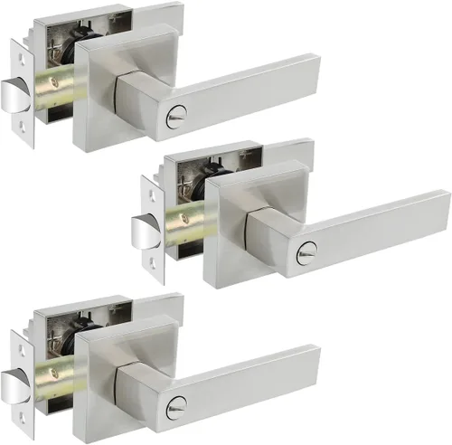 Miniatura 9 de KAMOTA Palancas de puerta de privacidad, 1 paquete de manijas de puerta de color negro mate, cerraduras de puerta de cama y baño, cerraduras