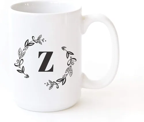 Miniatura 20 de The Cotton & Canvas Co. Botánico personalizado monograma inicial letra A taza de café porcelana cerámica taza de café para ella, para él