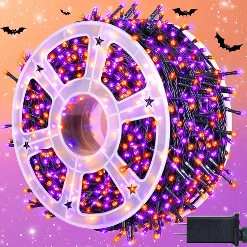 Miniatura 15 de kemooie 500 luces LED de Navidad rosadas, luces de Navidad de 164 pies para exteriores, enchufables, impermeables, con 8 modos de parpadeo