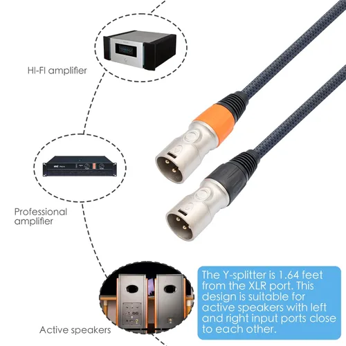 Miniatura 3 de Cable de audio USB C a doble XLR macho - 3.3 pies, estéreo de 32 bits/384 Khz, compatible con teléfonos móviles, altavoces activos y amplificadores