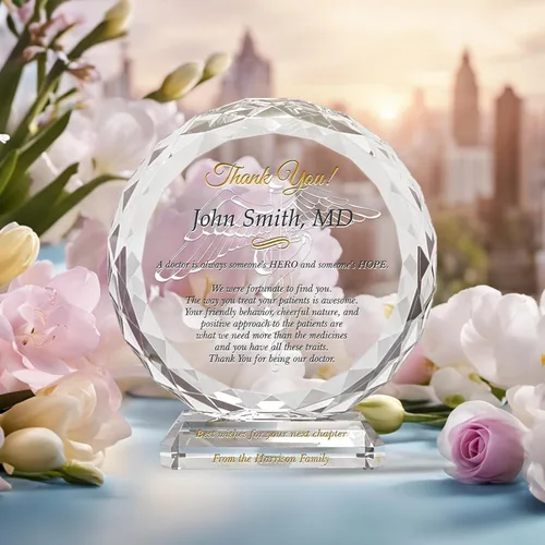 Miniatura 3 de Placa de regalo de agradecimiento al médico de cristal personalizada del paciente, personalizada con nombre del médico y mensaje personal, regalo