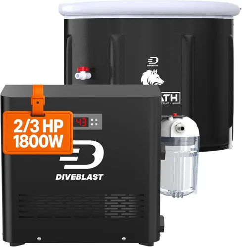 Diveblast Tina de inmersión fría con enfriador de agua, bomba y filtro, enfriador de inmersión en frío de bajo consumo de 2/3 HP, enfría el agua