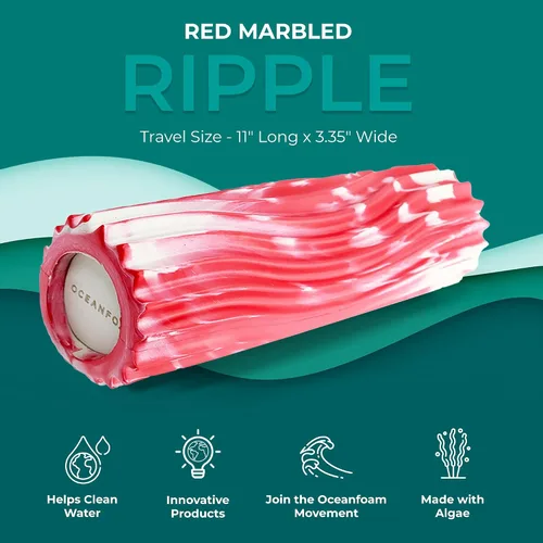 Miniatura 3 de Oceanfoam Ripple - Rodillo de espuma de viaje (11 x 3.35 pulgadas), mini rodillo de espuma firme para terapia física, masaje de tejido profundo