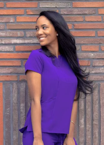 Miniatura 5 de Adar - Ropa quirúrgica Addition para mujer, blusa médica con cuello en V y muescas