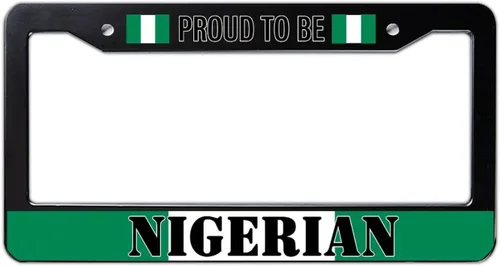Proud to Be - Marco de matrícula de Nigeria con bandera nigeriana, regalo de recuerdo de país, marco decorativo para placa de matrícula frontal de