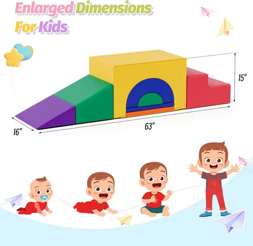 Miniatura 5 de MU Juguetes de Escalada Suaves para Niños Pequeños, Bloques de Escalada de Espuma Suave para Bebés de 7 Piezas, Juego de Actividades de Gimnasio