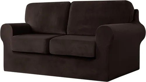 Miniatura 83 de UNBBRRL Fundas de sofá de 3 piezas para sofá, funda de terciopelo elástico para sillón con 1 funda de cojín de asiento y 1 funda de respaldo