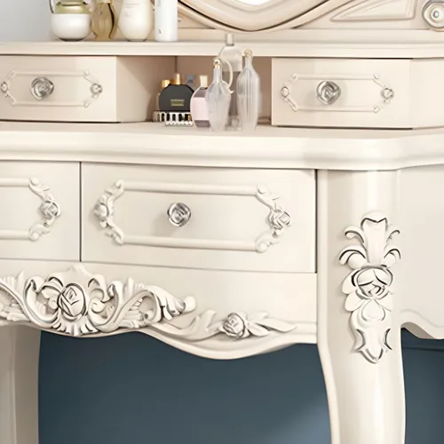 Miniatura 4 de Moderno juego de tocador de maquillaje, escritorio de maquillaje para dormitorio, tocador de madera para dormitorio, tocador de maquillaje, espejo