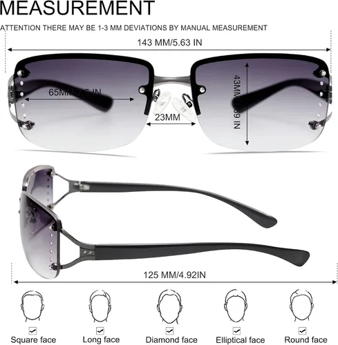 Miniatura 5 de VANLINKER Elegantes lentes de sol rectangulares sin marco para mujer
